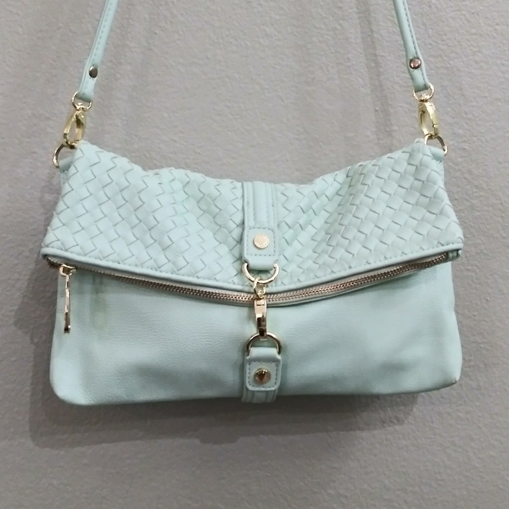 Steve Madden Basket-Weave Mint Green Crossbody